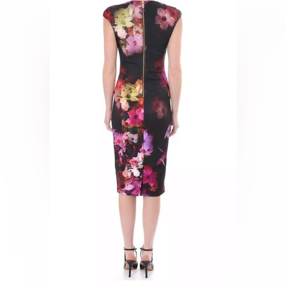 NWOT Ted Baker Floral Catina Cascading Floral Midi Dress Size 0 - Picture 2 of 2